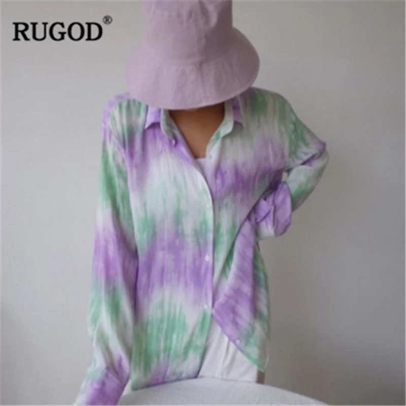 Женская блузка с длинным рукавом RUGOD разноцветная Свободная абстрактным