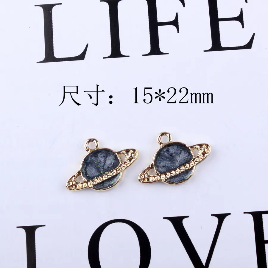 50pcs/lot 15*22mm Enamel planets Charm Oil Drop Zinc Alloy plant with aureole star enamel Pendants DIY Earring Making | Украшения и