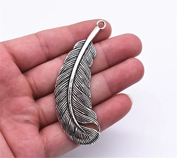 

3pcs 78x30mm Antique Silver Plated Feather Charms Pendant DIY Handmade Jewelry Accessories