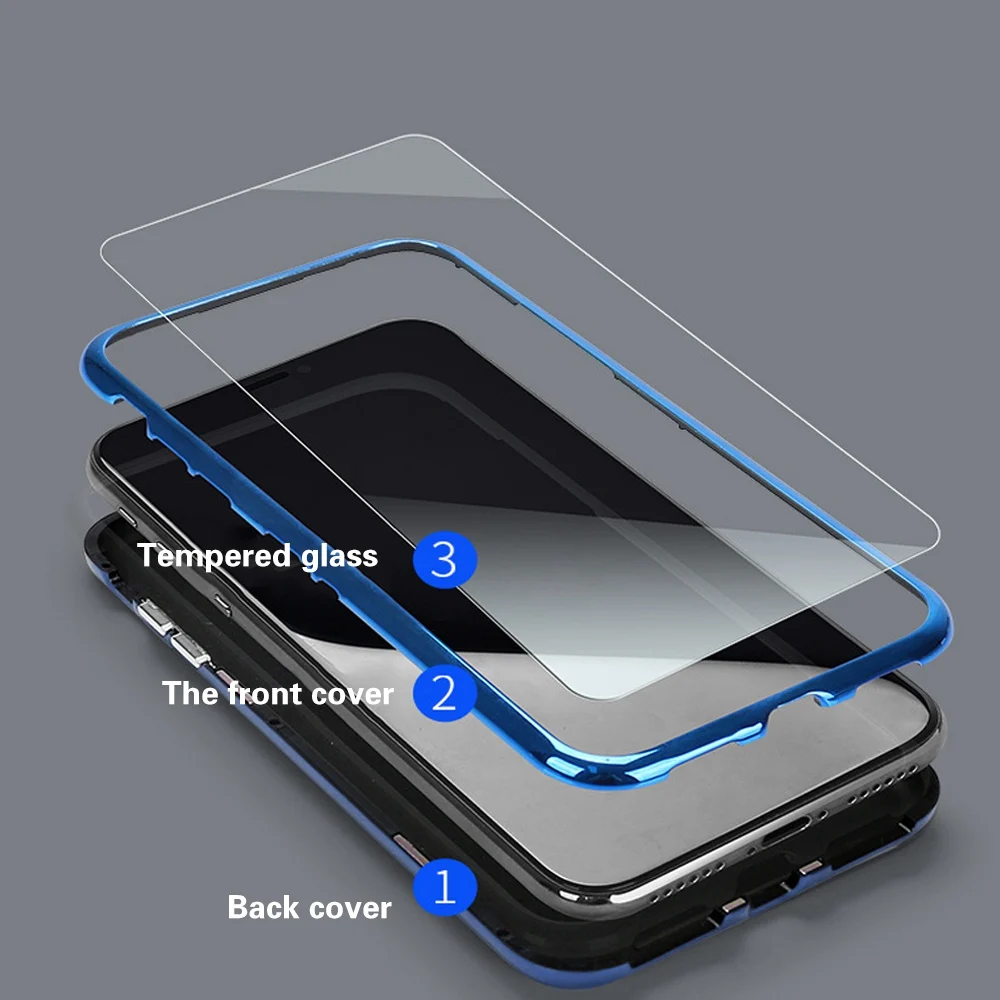 Eqvvol Металл закаленное стекло с магнитом чехол для телефона iPhone X 8 7 6 6S Plus