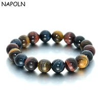 napoln yellow blue red tiger eye beads bracelet bangles for men women natural tiger eye stone bracelet dropshipping