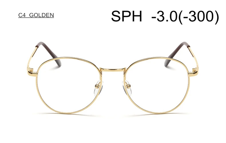 C4 (-3.0) SUMONDY диоптрий SPH-1,0 до-4,0 очки для близорукости для мужчин и женщин металлическая оправа Очки для близоруких очки по рецепту UF18 - Цвет оправы: C4 (-3.0)