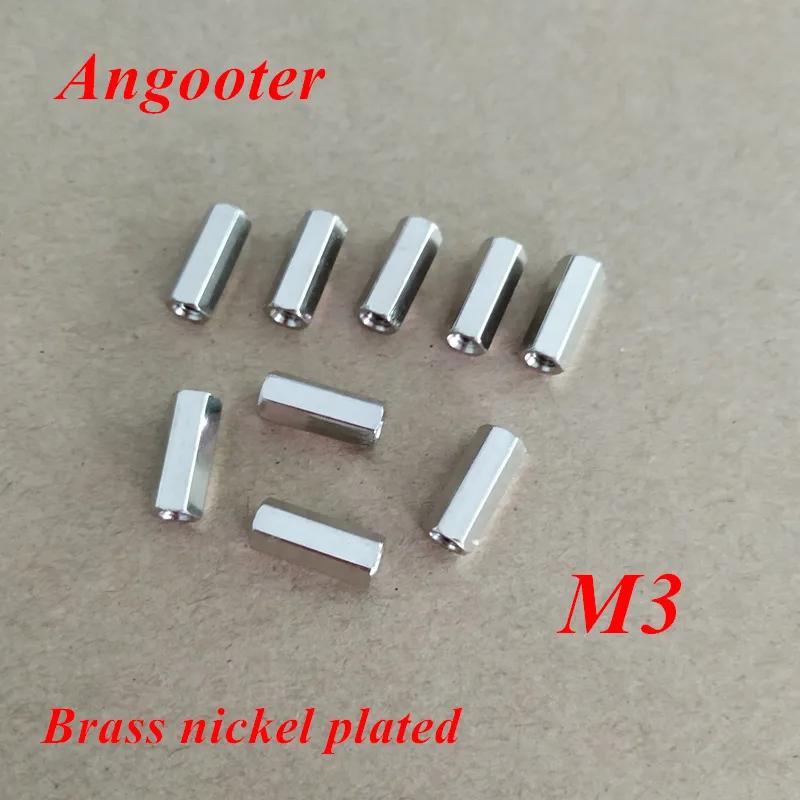

M3 никелевая латунная Проставка, розетка, гнездовой, никелированный шаговый винт, латунная резьба, шестигранная гайка, Проставка M3 * 5/6/8/10/12/15/...
