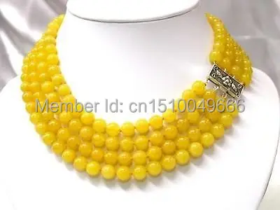 Бесплатная доставка&gt очаровательный! 4 ряда 8 мм натуральный желтый нефрит