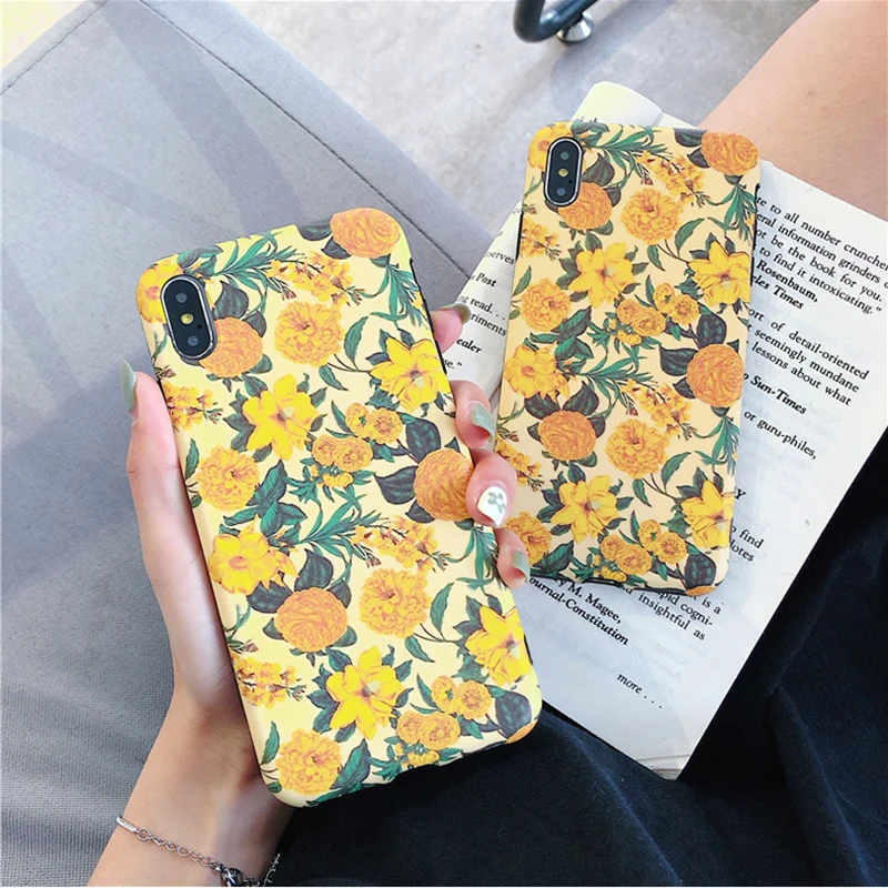 Наши предложения для samsung Galaxy S10 Plus S8 S9 ретро желтые цветы мягкие чехлы Note 8 9 Модный