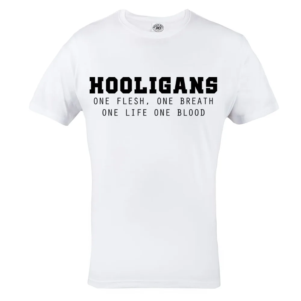 

2019 New Arrival Men'S Fashion T-SHIRT HOOLIGANS ONE FLESH, ONE BREATH, ONE LIFE ONE BLOOD 100% COTTON WHITE Base Shirt