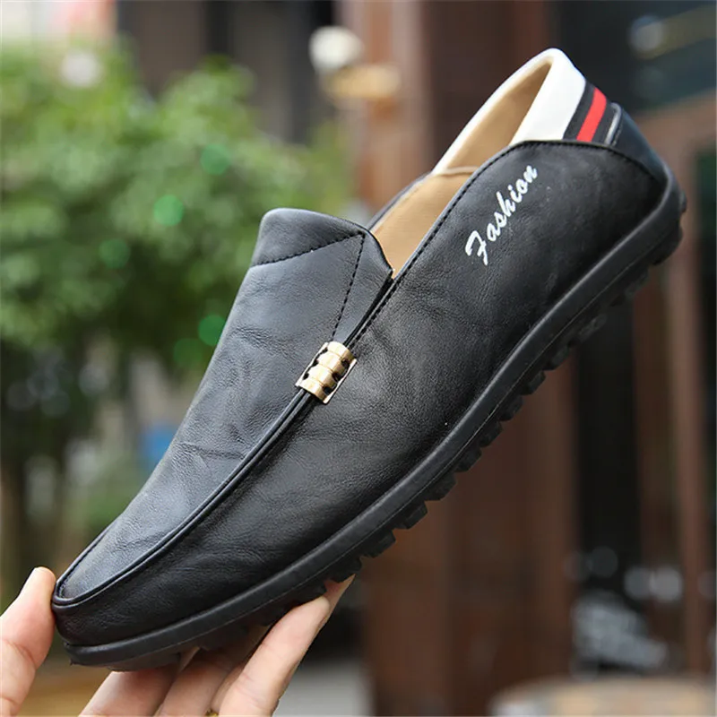 Italian Leather Men Casual Shoes Luxury Brand Mens Loafers Moccasins Breathable Slip on Black Driving Soft 2019 | Обувь