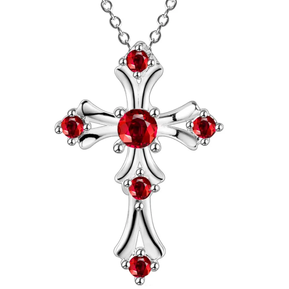 Новый Дизайн 2016 подвеска крест ожерелье с цирконом AAA белая красная фиолетовая