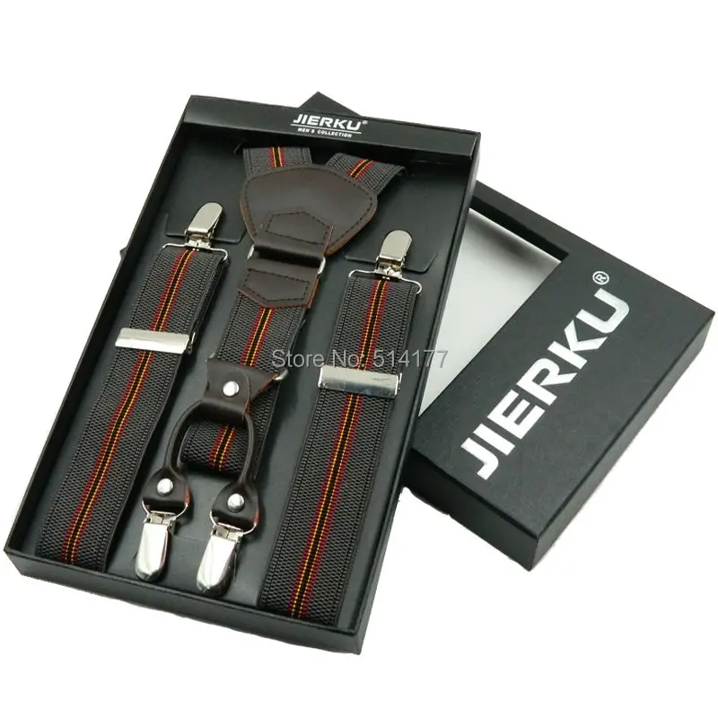 Мужские подтяжки модные из искусственной кожи регулируемые 4 зажима y-образные