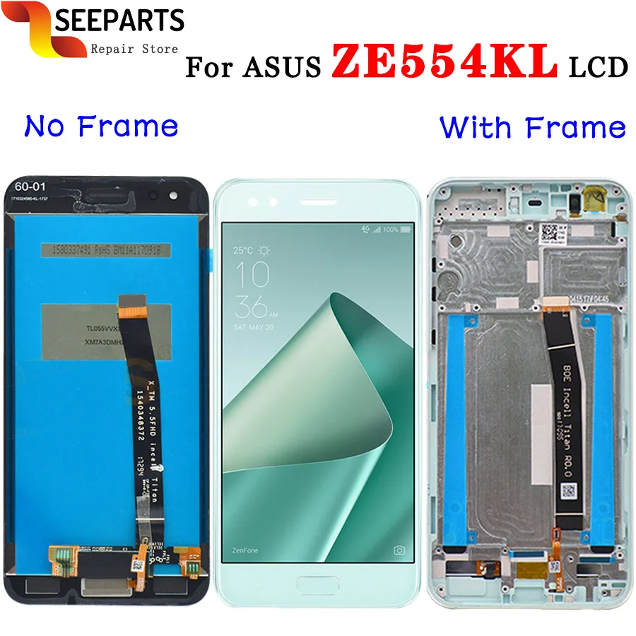 Для ASUS Zenfone 4 ZE554KL ЖК экран дисплей с рамкой сенсорный дигитайзер сборка Замена для