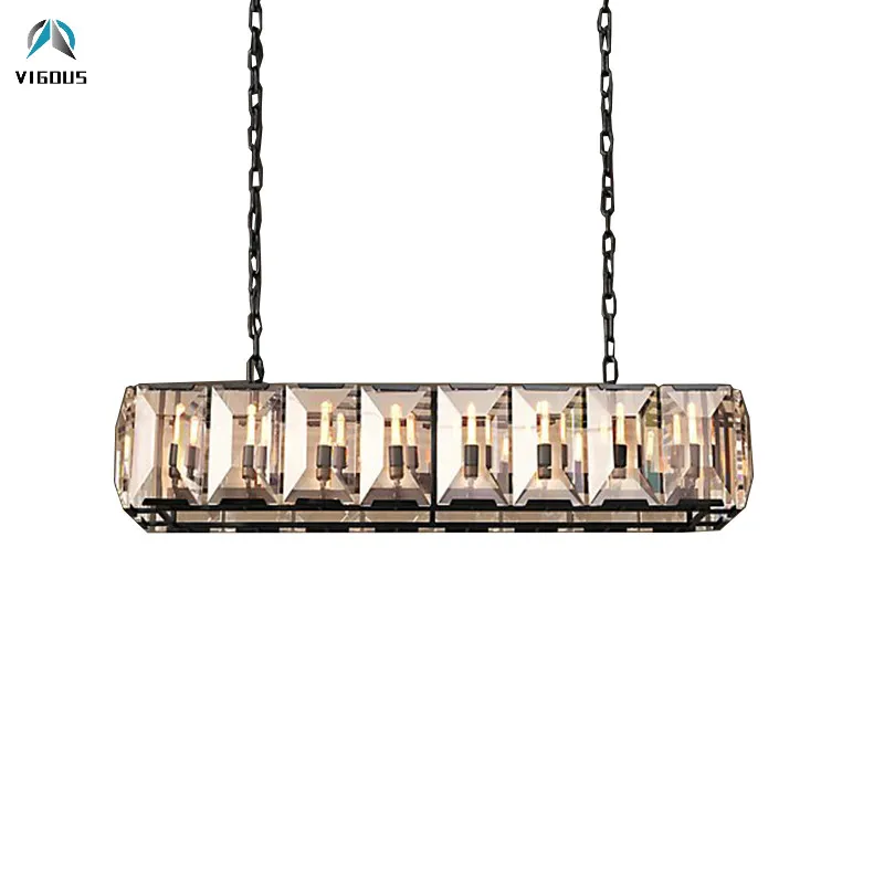 

American RH Lustre K9 Crystal E14 Led Pendant Light Luxury Dining Room Led Pendant Lamp Chain Hanging Lamp Led Suspend Light