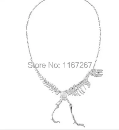 new arrival Hot ! 3color Vintage Metal Fashion Walking Dinosaur Skeleton Tyrannosaurus Pendant Necklace Wholesale Jewelry | Украшения и