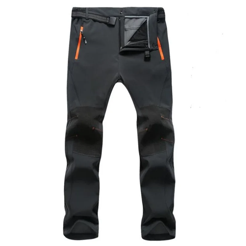 Повседневные брюки мужские эластичные водонепроницаемые теплые флисовые штаны