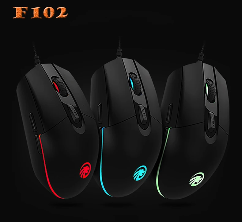 F102 проводной RGB 7 цветов светодиодный легкое дыхание 2500 Точек на дюйм 6 кнопок USB эргономичная оптическая игровая мышь для PC ноутбук