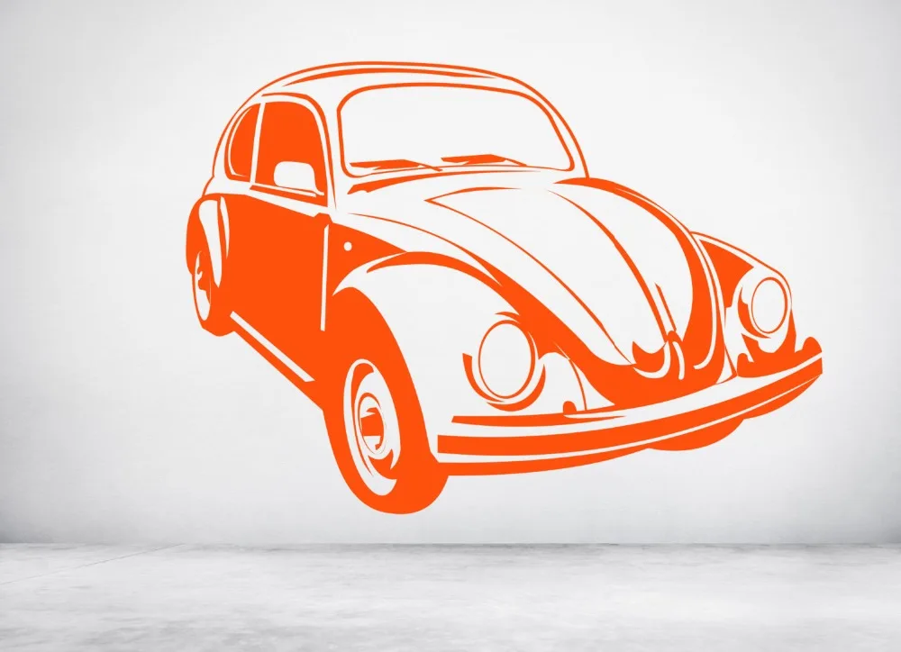 Классическая Наклейка на стену с узором автомобиля винтажная в виде жука для