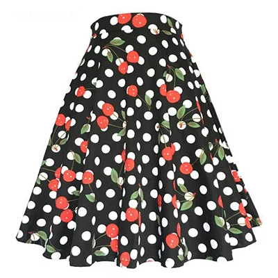 1 Плиссированная юбка с высокой талией для подиума, черные расклешенные юбки до колена, Ретро стиль, 50 s, рокабилли, Свинг юбки для женщин, Faldas Saia Jupe - Цвет: 1