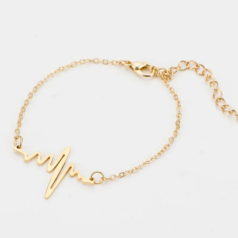 Женский браслет в форме сердца SUTEYI Простой с волнистым сердечком ЭКГ пульс