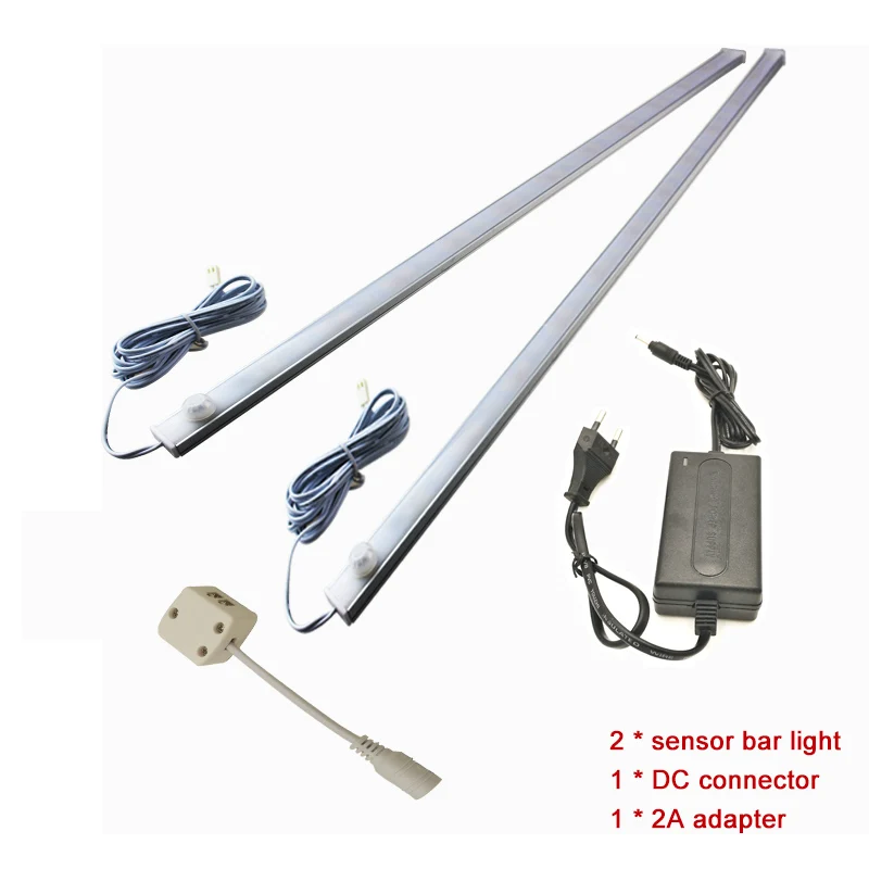 DC12 50 см PIR датчик движения светодиодный светильник для шкафа Ночной Настенный светильник алюминиевый для шкафа шкаф для лестниц коридора с адаптером питания