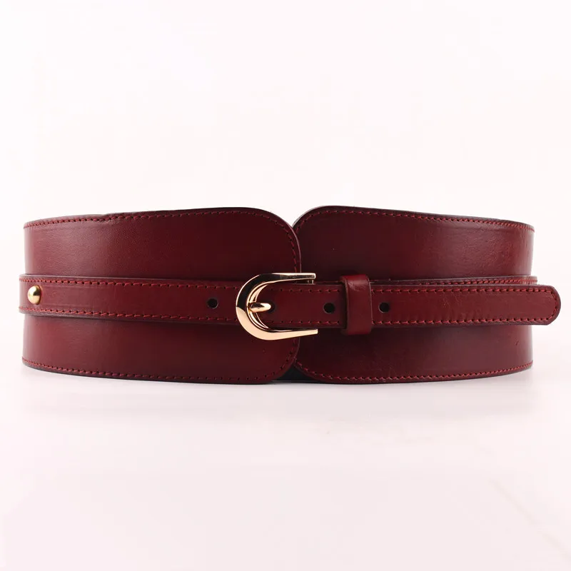 100% Cowskin Wide Belt For Women High Quality Ceinture Femme Elastic Waistband Female Vintage Genuine Leather Belt Buckles