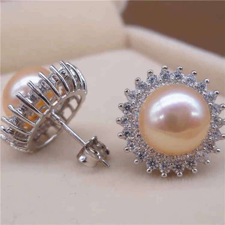 Женские серьги гвоздики из натурального жемчуга Eternal подарок стерлингового