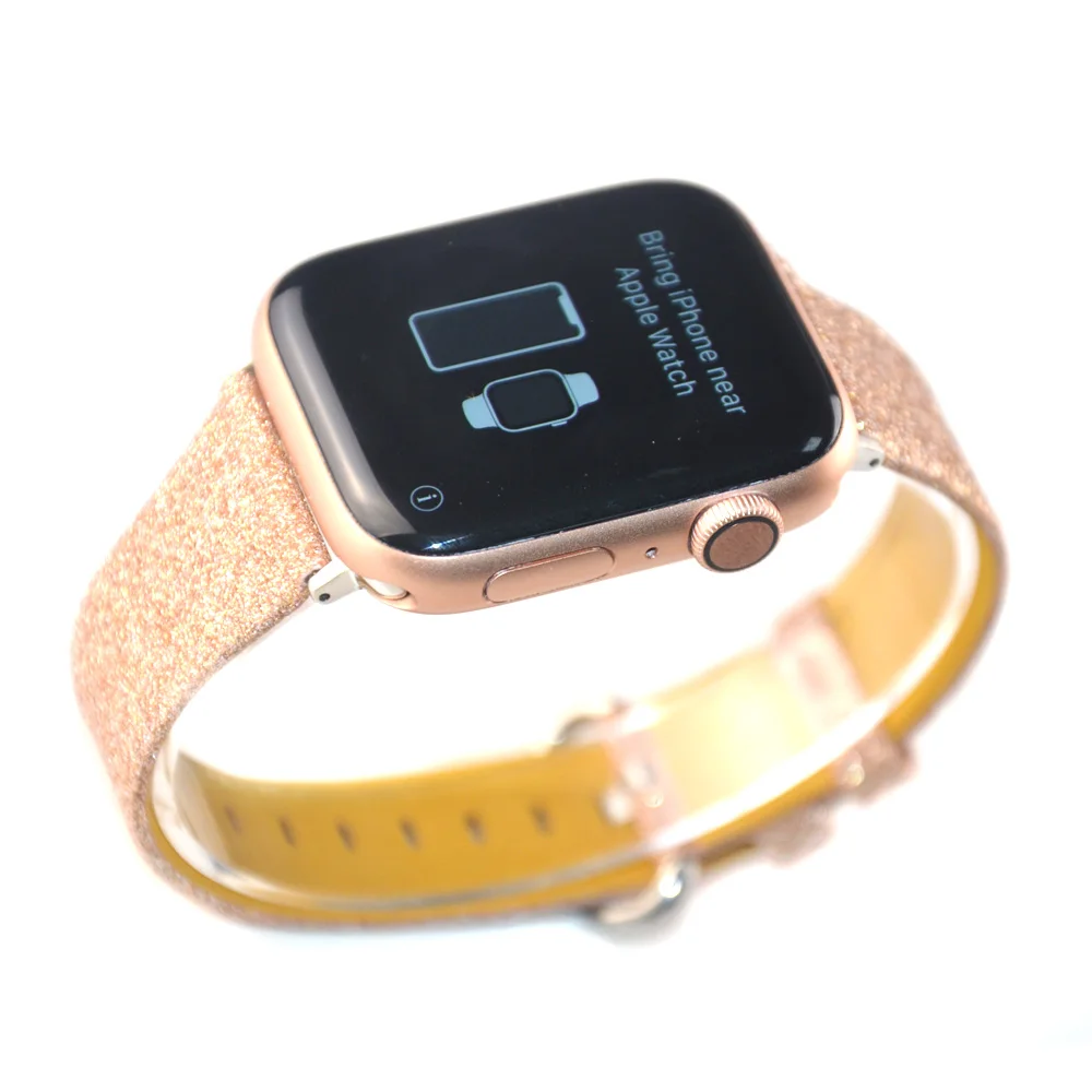 Кожаный ремешок для наручных часов Apple Watch, версии 5 4 3 2 1 Рождество блестящие браслет для наручных часов iWatch, 40/44/38/42 мм Bling ремешок на запястье