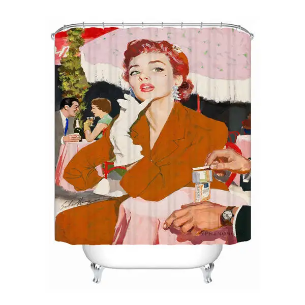Ванна Шторы для Ванная комната пользовательские Pin Up гриль Духи Декор для дома душ Шторы Водонепроницаемый ткань крючки#180417-01-70 - Цвет: Shower Curtain