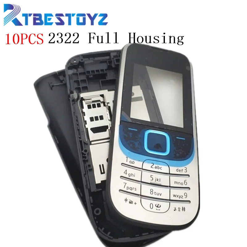 

RTBESTOYZ 10PCS/LOT Housing Case For Nokia 2322 Full Complete Mobile Phone Housing Battery Cover Door Frame With Keyboard