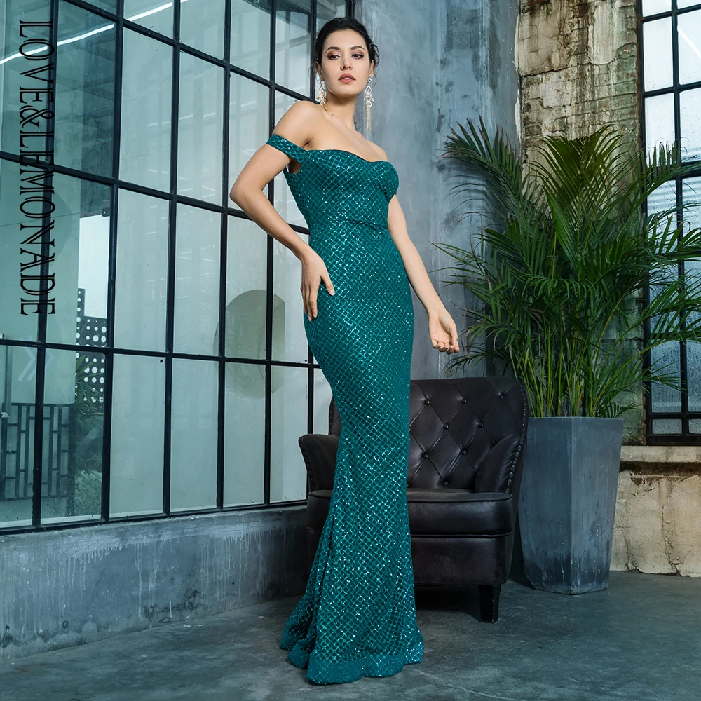 Love &amp Lemonade сексуальное платье с открытым задним клеем из бусин длинное LM81343-2GREEN |