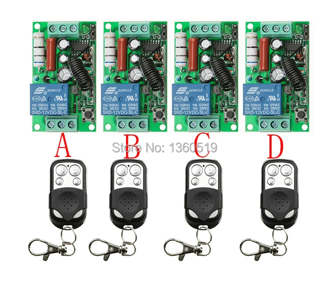 Новый AC220V 1CH 10A радио Управление; RF Беспроводной кнопочный пульт дистанционного Управление переключатель 315 МГц 433 teleswitch 4 передатчик + приемник 4