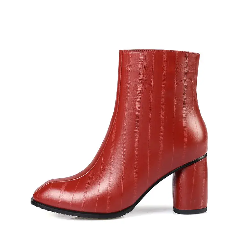 

ASUMER NEW 2020 shallow ankle boots for women high quality fashion genuine leather boots square toe classic high heels boots