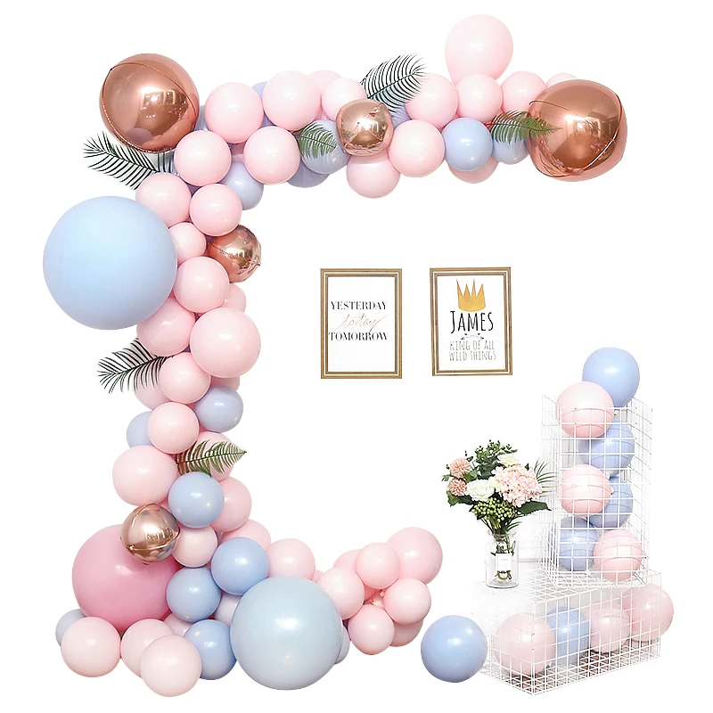 108 шт. розовый шар Макарон Комплект гирлянды 1" латексный Pinkx70 Bluex30 18" Розовый Золотой фольгированный шар x 2 1" x 2 5 м воздушный шар цепь лист