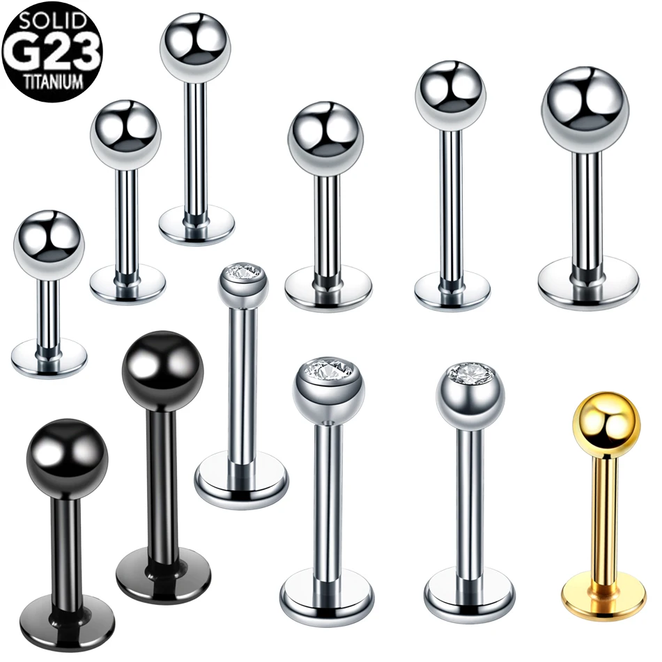 20pcs/lot 16G 14G Titanium Piercing Labret Rings Piercing Tragus Cartilage Piercings Lip Rings Piercing Ear Rings Body Jewelry