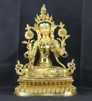 48cm large huge buddhist buddhism home family efficacious safe protection tibetan gold plated white tara brass buddha statue