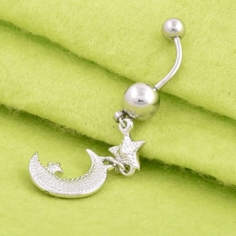 Модное Кристальное кольцо для пирсинга пупка с Луной хирургическое стальное