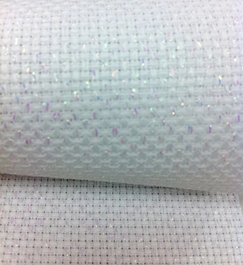 

Top Quality Shining White 14ST 14CT cross stitch canvas fabric white sparkle shiny, 50cmx50cm 100cmx150cm or any size JCS