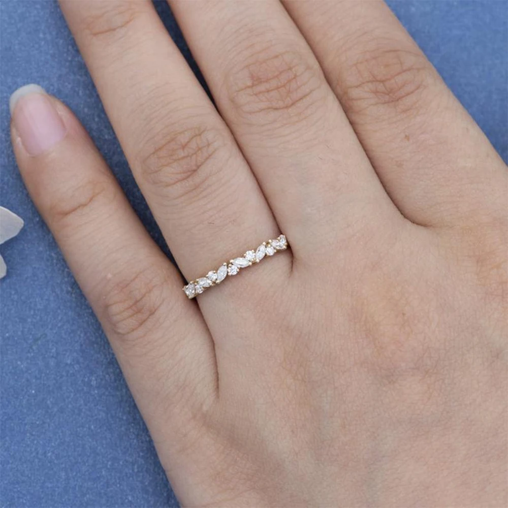 Уникальное обручальное кольцо Настоящее 14 k 585 Белое Золотое для женщин юбилей