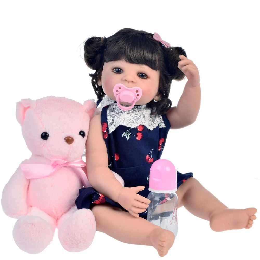 55cm Full Silicone Vinyl Reborn Girl Baby Doll Lifelike Newborn Princess Toddler Toy bebe Bonecas reborn kids Birthday Gift | Игрушки и