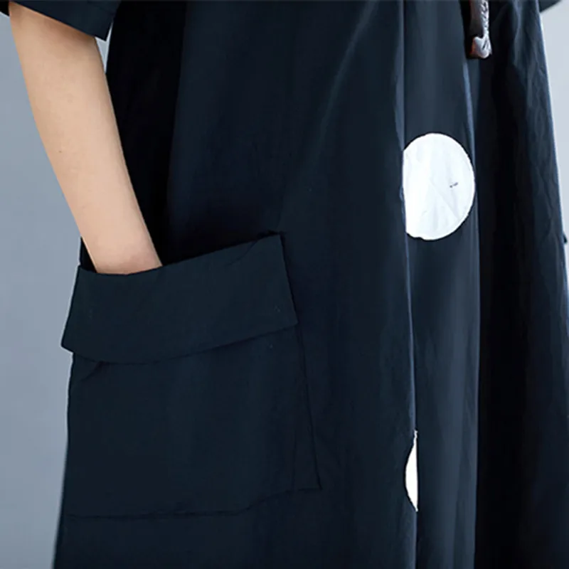 Женское платье с круглым вырезом Johnature повседневное свободное большого размера в