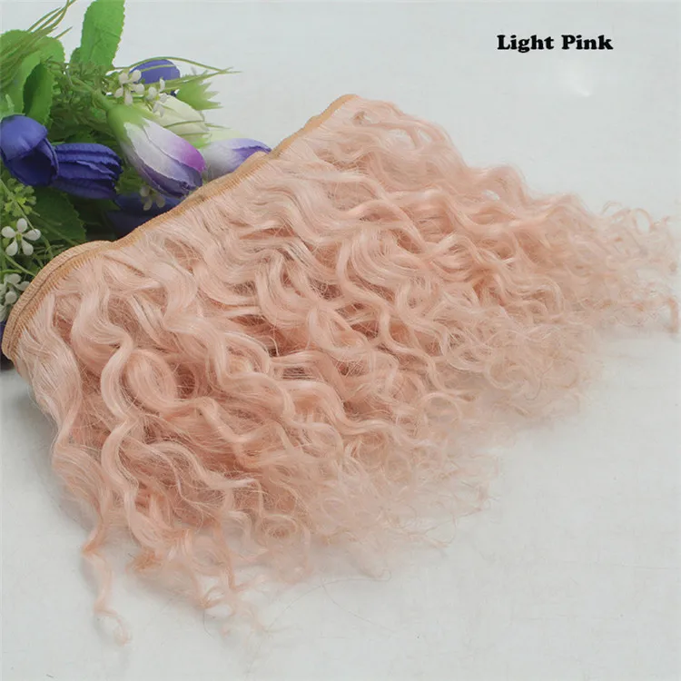 light pink 1 шт. 15 см Длина 100 см ширина натуральные кудри шерсть волосы утки для BJD 1/3 1/4 1/6 куклы DIY аксессуары - Цвет: light pink