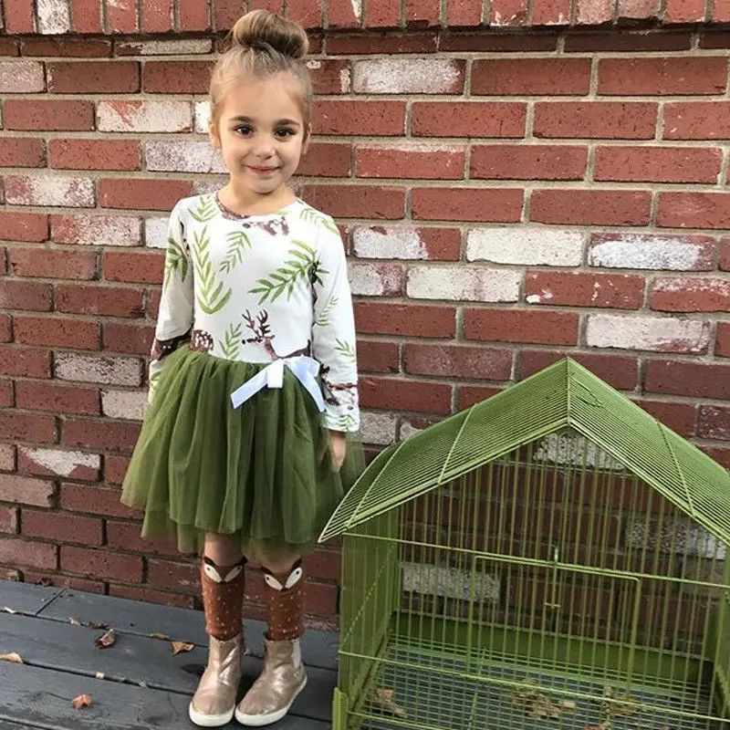 Toddler Baby Girls Long Sleeve Tulle Dress Floral Winter Autumn Clothes | Детская одежда и обувь