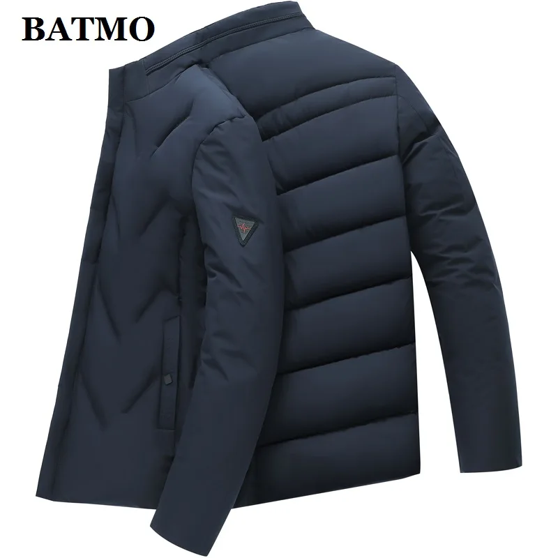 Тёмно-синий BATMO Новое поступление осенне-зимние высококачественные повседневные мужские парки, мужские зимние куртки, большие размеры 1981 - Цвет: Тёмно-синий