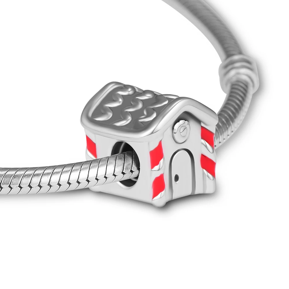 CKK 100% 925 пробы серебряный милый дом красная эмаль DIY подходит для изготовления