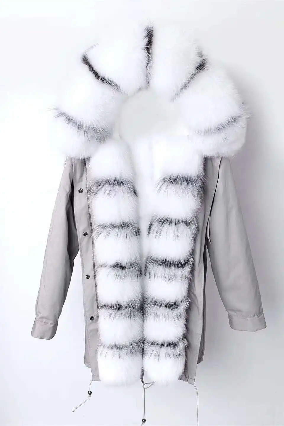 Г. новые зимние женские модные роскошные меха лисы воротник с мехом кролика Внутри пальто ник одежды