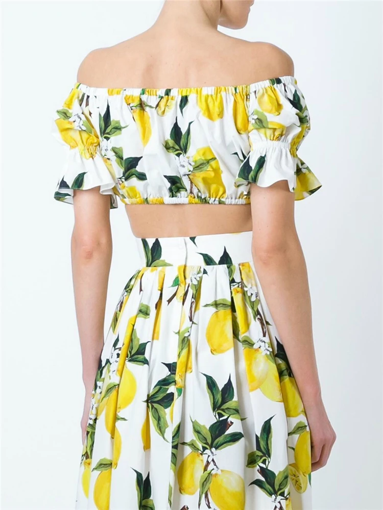 Женский короткий топ с принтом лимона черный или белый Повседневный модель 3XS-10XL