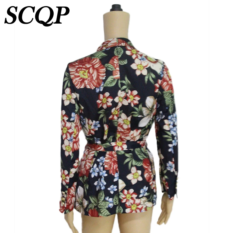 SCQP Bow Lace Up Printed Spring Jacket Women Long Sleeve Ladies Fashion Outerwear Womens Floral Cardigan Vintage 2017 Woman Coat | Женская