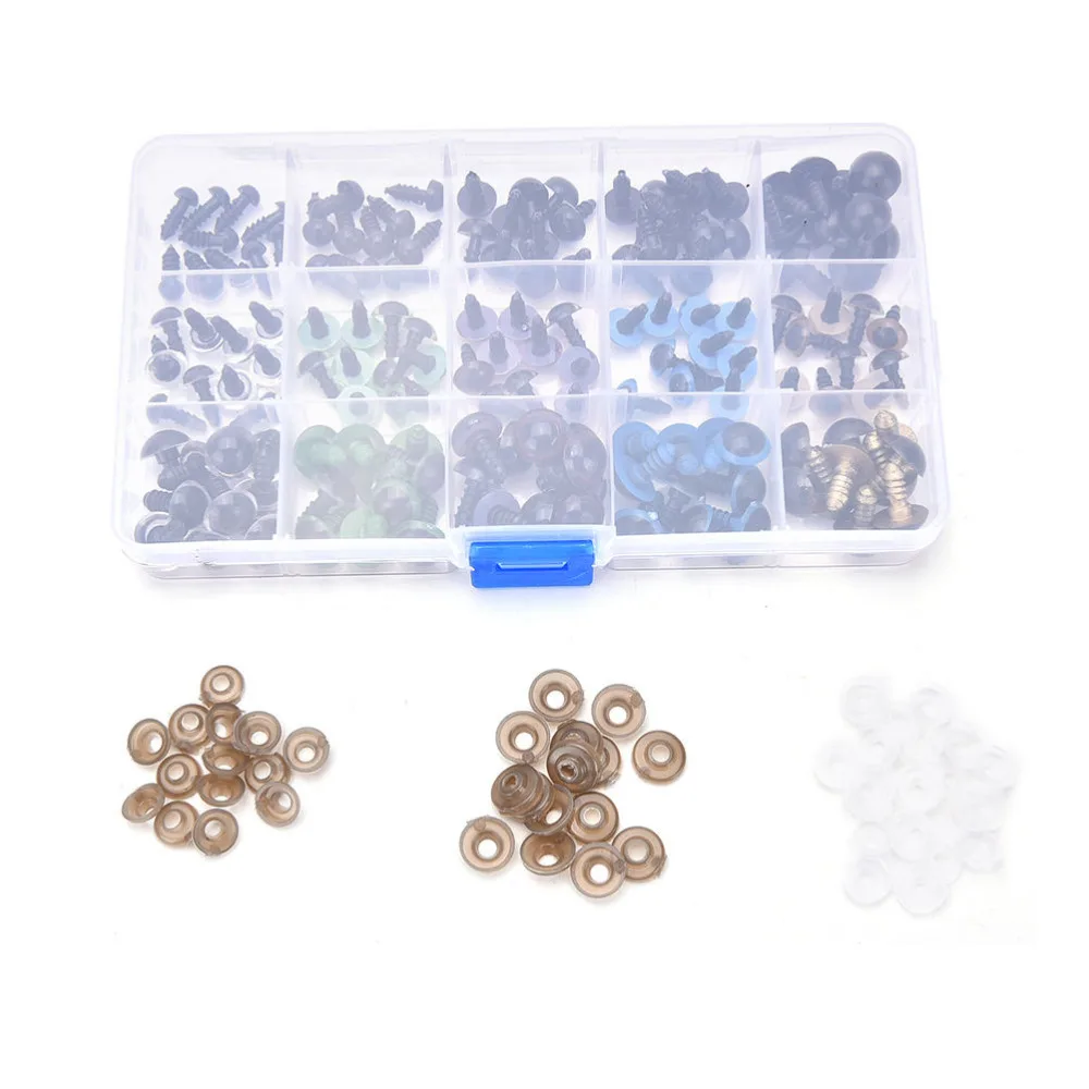 

150 шт., пластиковые черные кукольные глаза для поделок с животными, 6-12 мм