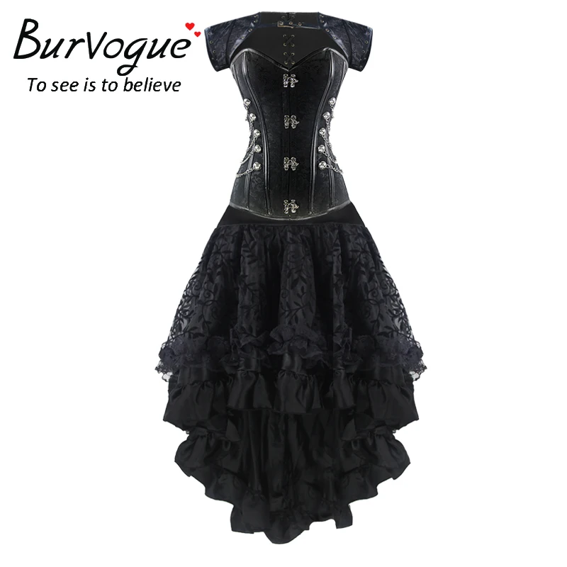 Женское платье корсет Burvogue в стиле стимпанк с высокой талией юбка регулировкой