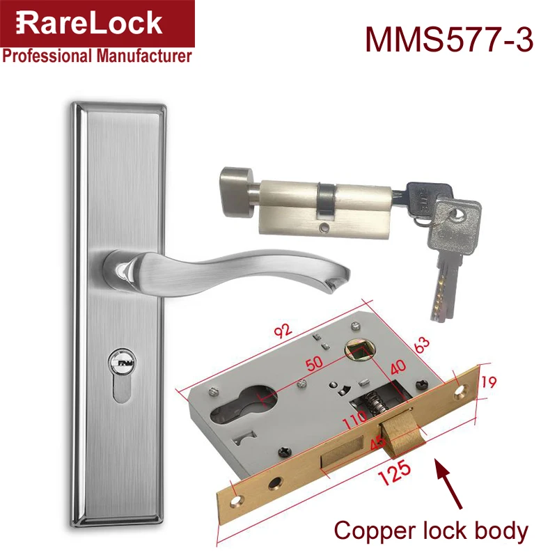 Rarelock современный простой дверной замок с нержавеющей ручкой, несколько размеров, для спальни, ванной комнаты, деревянная дверная фурнитура, регулируемый Шаг hh