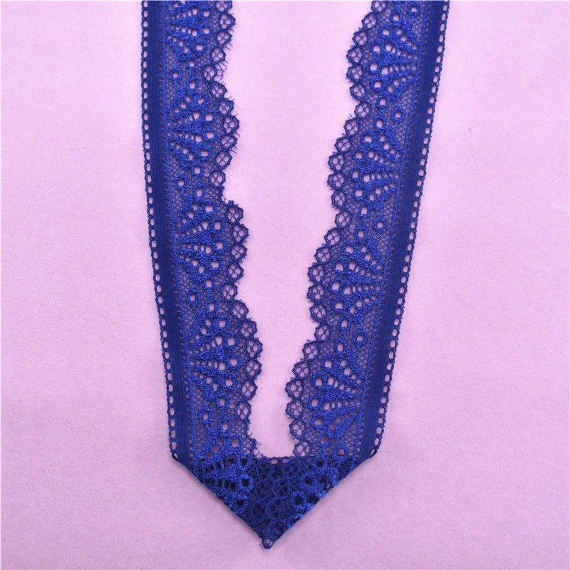 Royal blue Эластичная эластичная кружевная лента шириной 30 мм, белое кружевное вышитое хлопковое эластичное кружевное нижнее белье для шитья - Цвет: Royal blue