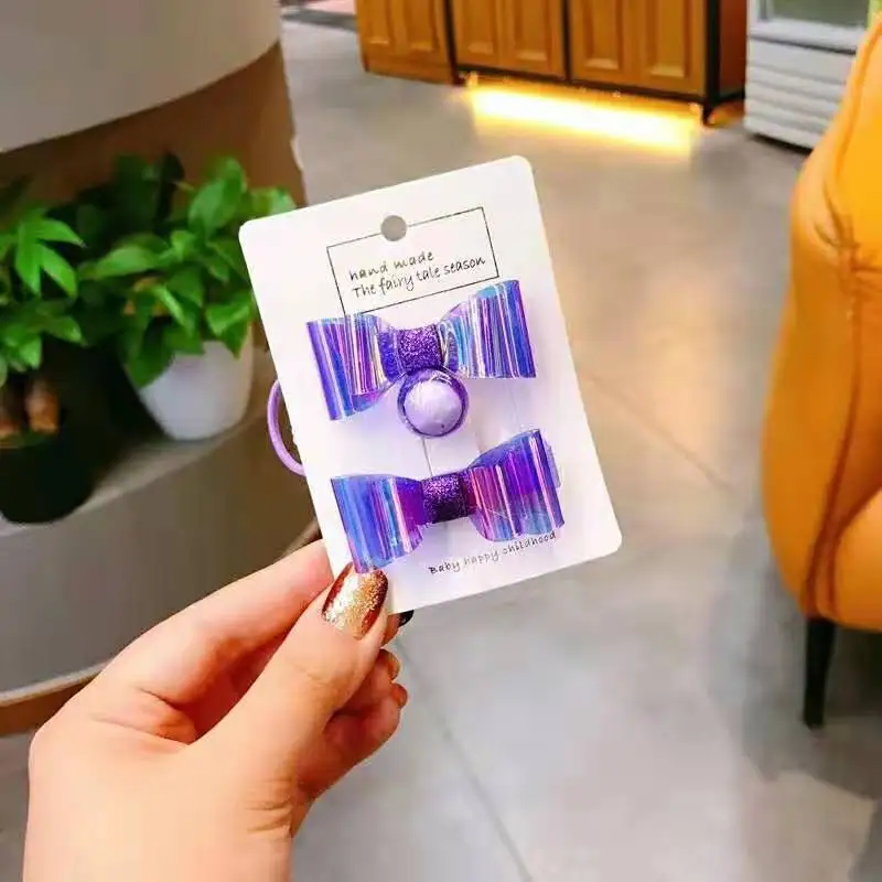 2 шт., летние новые аксессуары для волос, желе, прозрачные банты для волос, заколки для волос карамельного цвета, Набор резинок для волос, Пляжный наряд, головной убор - Цвет: Темно-фиолетовый